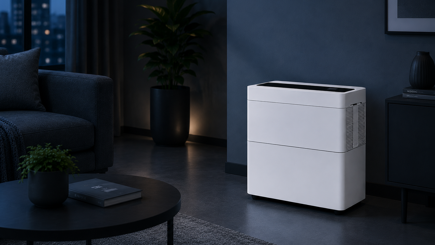 BRUNE B 600 Professional Humidifier in a modern residential living room
